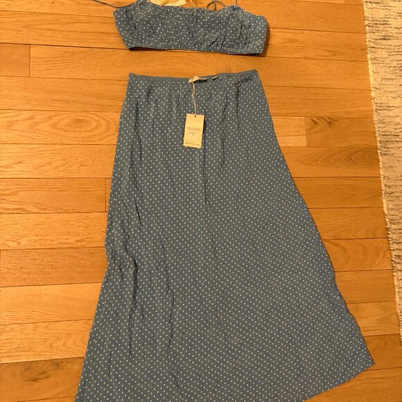 NWT Doen Blue Polka Dot Skirt Set Size S/M - Picture 4 of 6